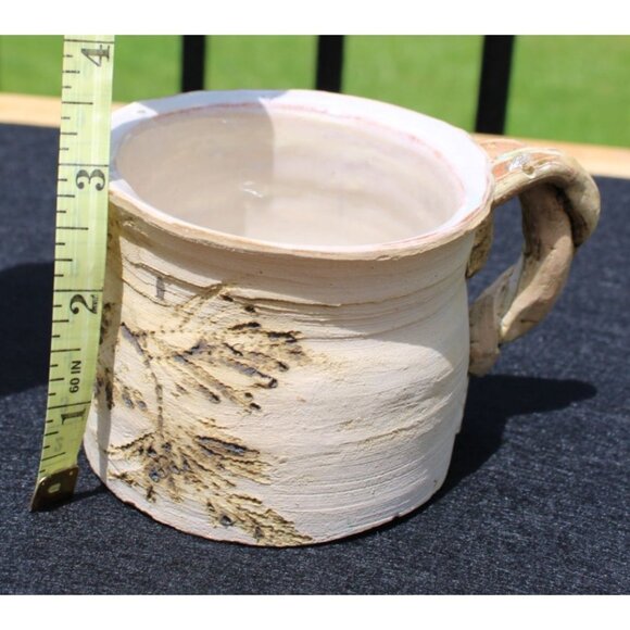 Handmade Ceramic Mug With Unique Handle & Leaf Design - Picture 7 of 8
